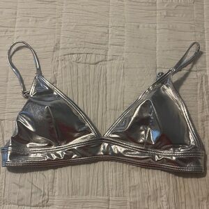 Rave wear never worn Shiny Silver Triangle Bralette